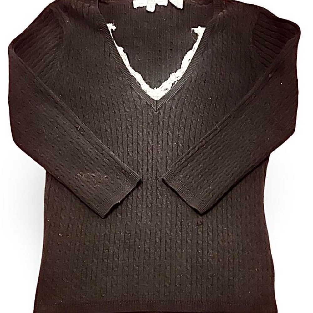 Elegant Black V-Neck Sweater for Women